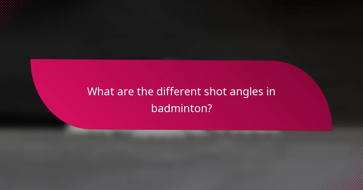 What are the different shot angles in badminton?